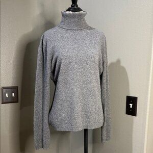 Garnet Hill Heather Gray Turtleneck Sweater 100% cashmere